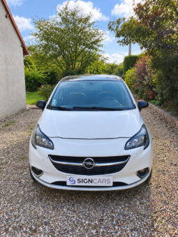 Opel Corsa blanc au jardin